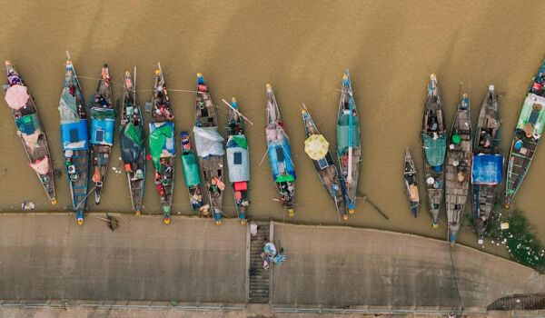 Kratie Boats in Mekong River B